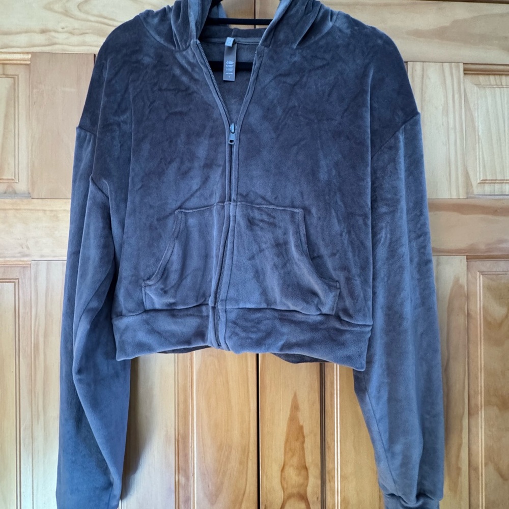 SKIMS Velour jacket and pant set in Amethyst